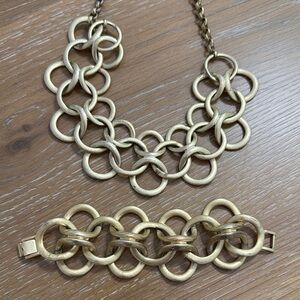 Stella and dot gold chain link necklace and bracelet